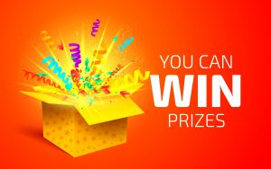 Yellow box with giveaway prizes