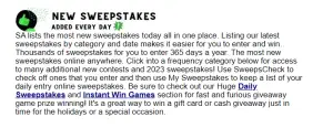 Read more about the article Irresistible New Sweepstakes Added 365 Days a Year
