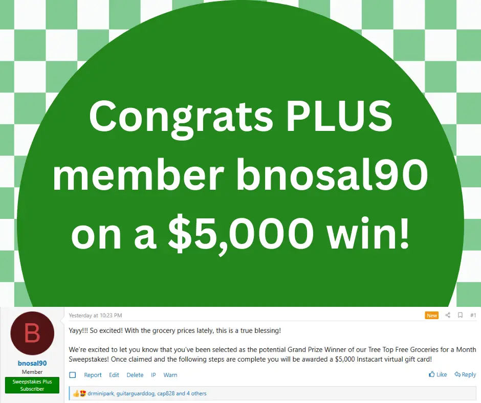5K sweepstakes winner