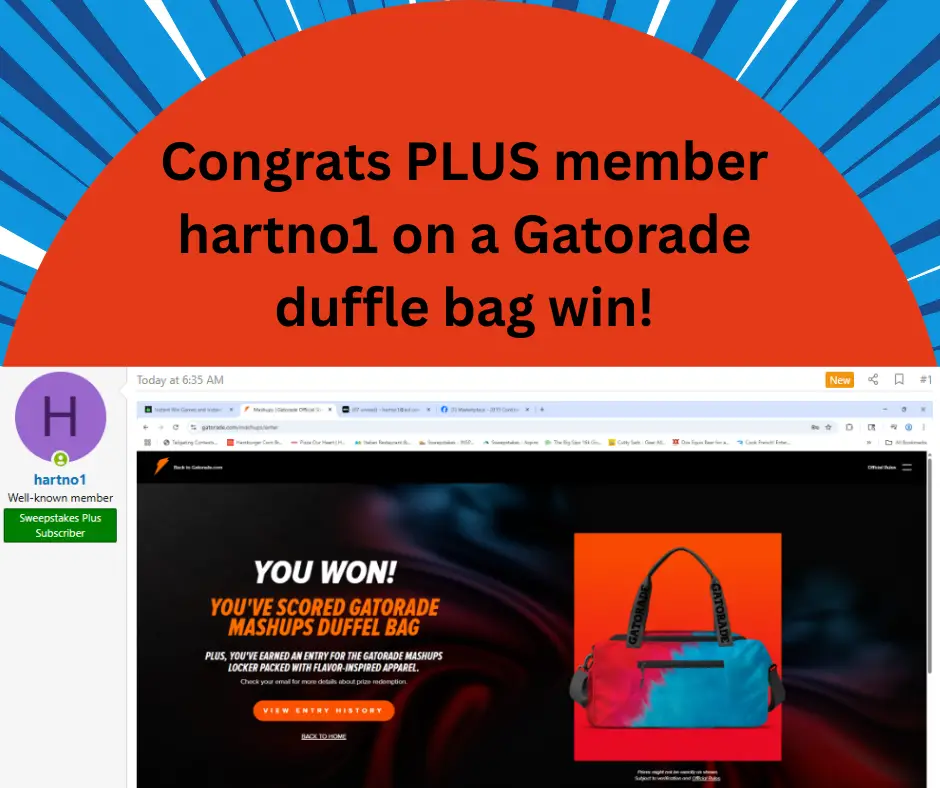 Gatorade Sweepstakes Winner