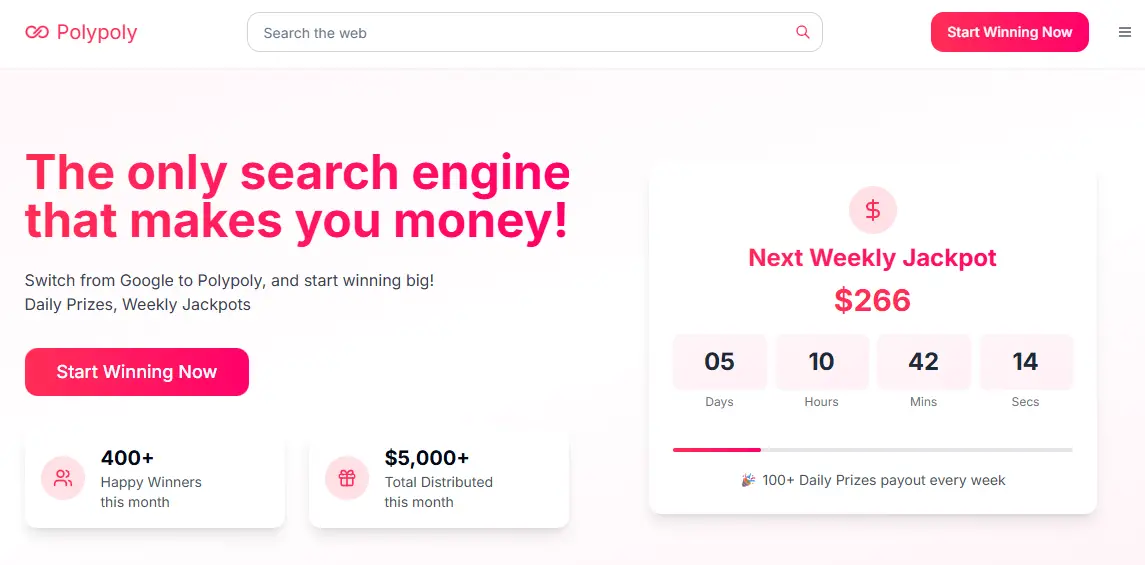 Polypoly sweepstakes search engine