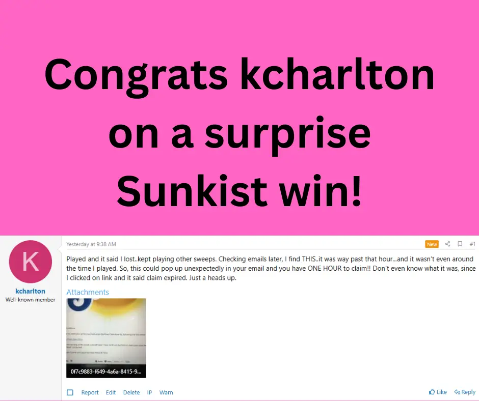 Sunkist Sweepstakes Winner