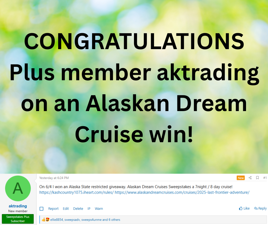 Alaskan Cruise Sweepstakes Winner