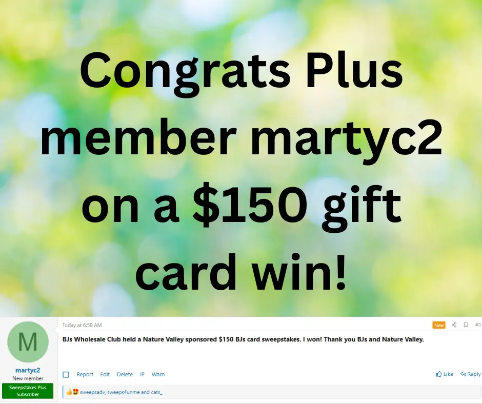 sweepstakes plus prize winner