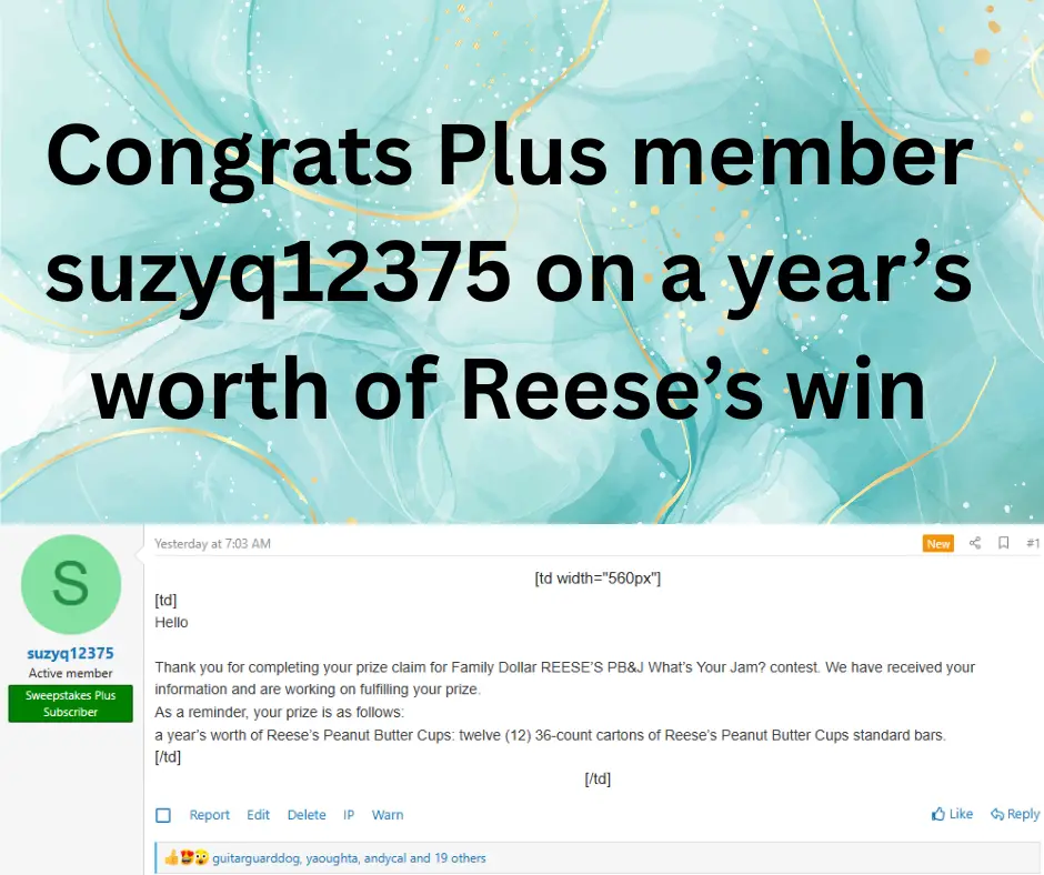 Reese's sweepstakes winner