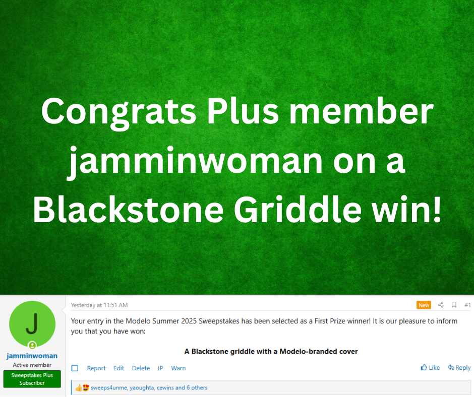 griddle grill sweepstakes winner