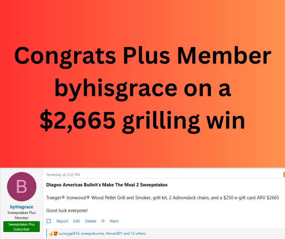 Grilling Sweepstakes Win