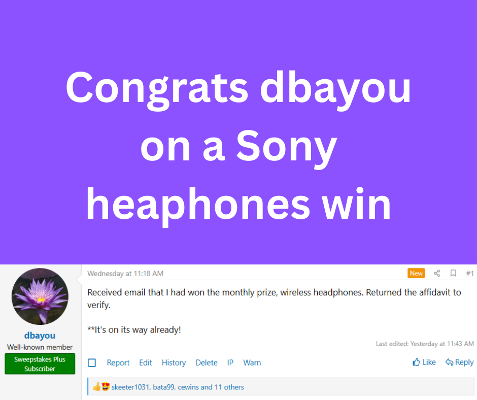 Sony Sweepstakes Winner