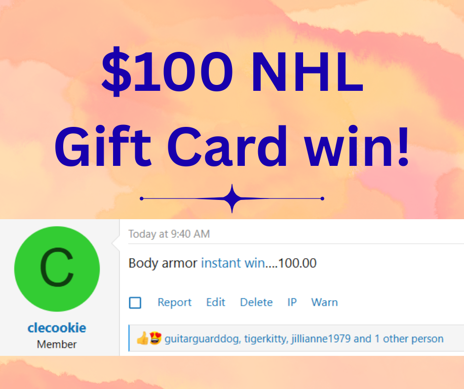 NHL gift card sweepstakes winner