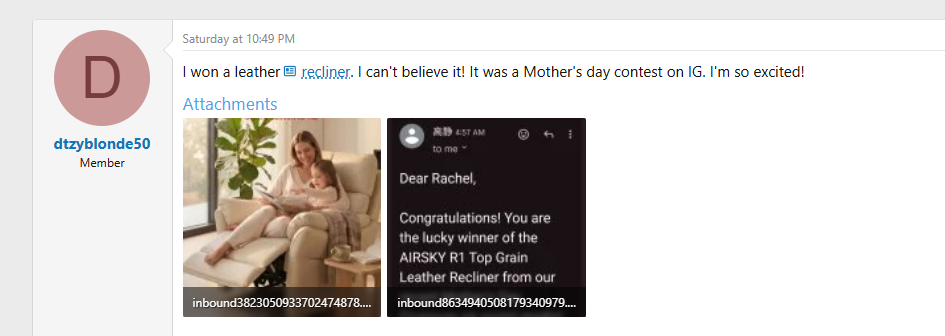 Mother's Day Sweepstakes Winner